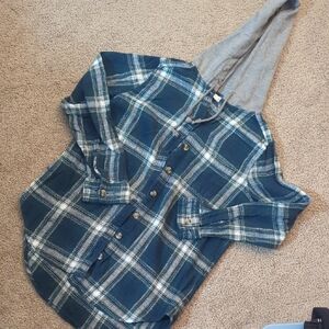 Women’s Blue Plaid Hoodie Shirt
